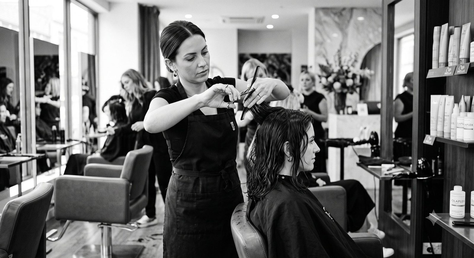 Stylistin bei der Arbeit im NOIR Hair Studio